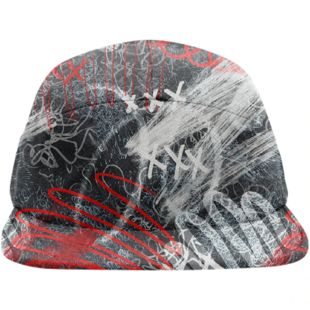 Red-black pattern in trash polka style with scribbles