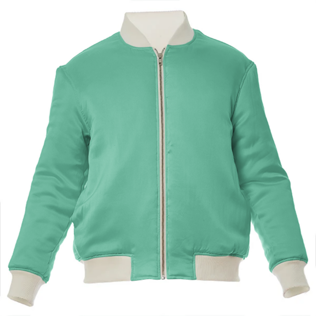 color medium aquamarine VP silk bomber jacket