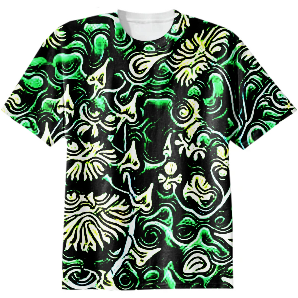 cornflower, paisley, ornament, monochrome, green, yellow, black