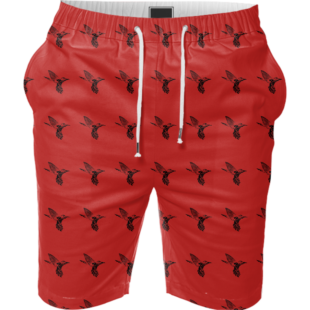 Elaminop black hummingbird shorts in red