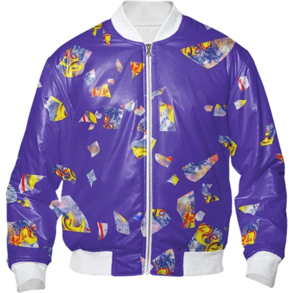 Hand-painted abstract terrazzo on purple blue