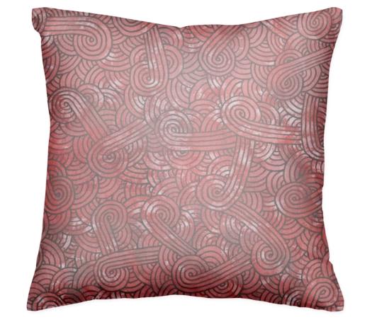 Red and black swirls doodles Pillow