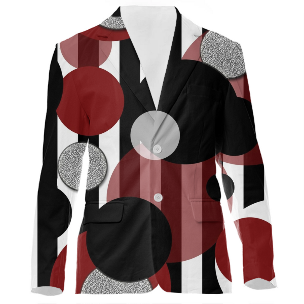Black White Red Stripes Dots VP Suit Jacket