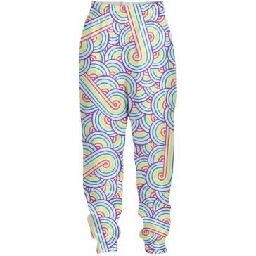 Rainbow and white swirls doodles Tracksuit Pant