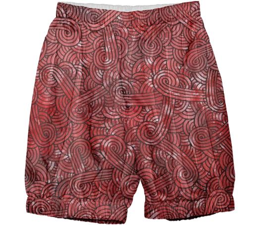 Red and black swirls doodles Kids Bloomers