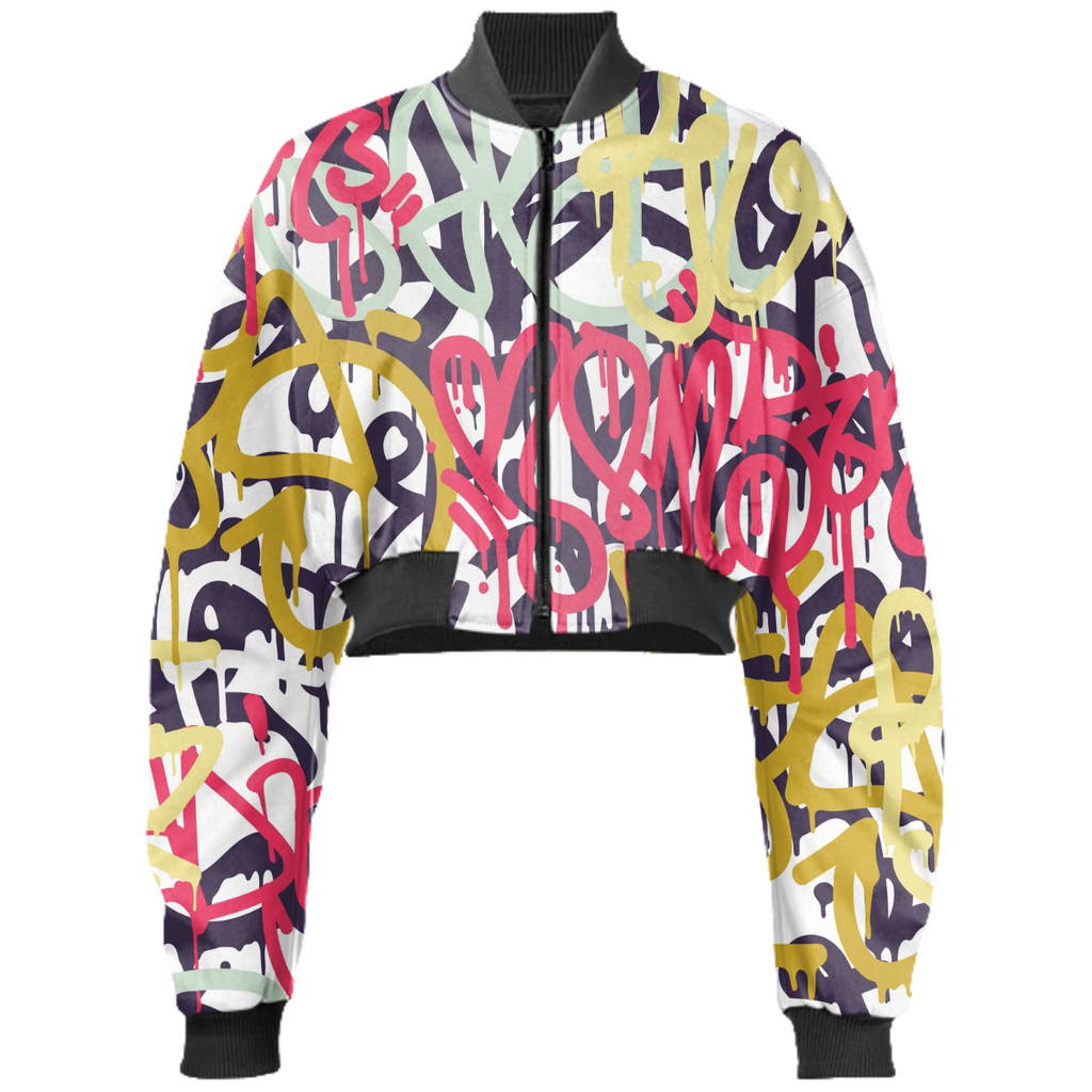 BKBG GRAFITTI CROP BOMBER JACKET PINK/SILVER