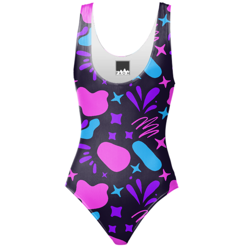 Abstract geometric stones and colorful stars swimwear by stikle