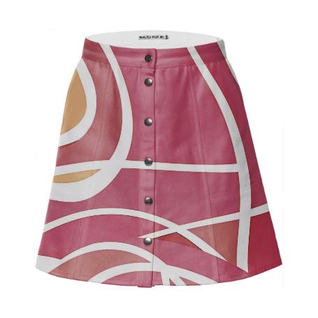 PINK AND WHITE GEOMETRIC MINI SKIRT