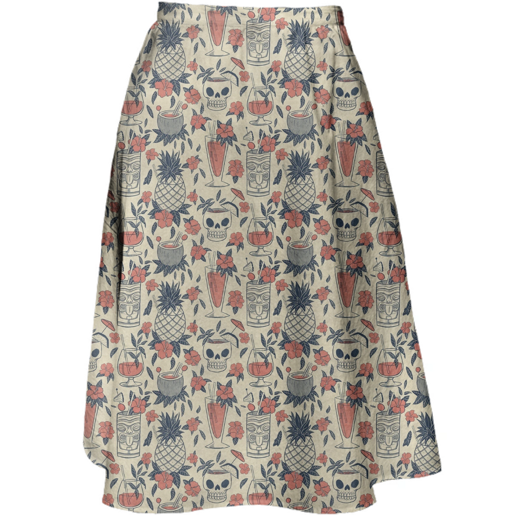 Tiki Skull Midi Skirt
