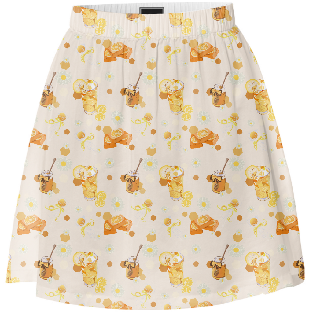 Cute Food Pattern Honey & Lemon Summer Skirt