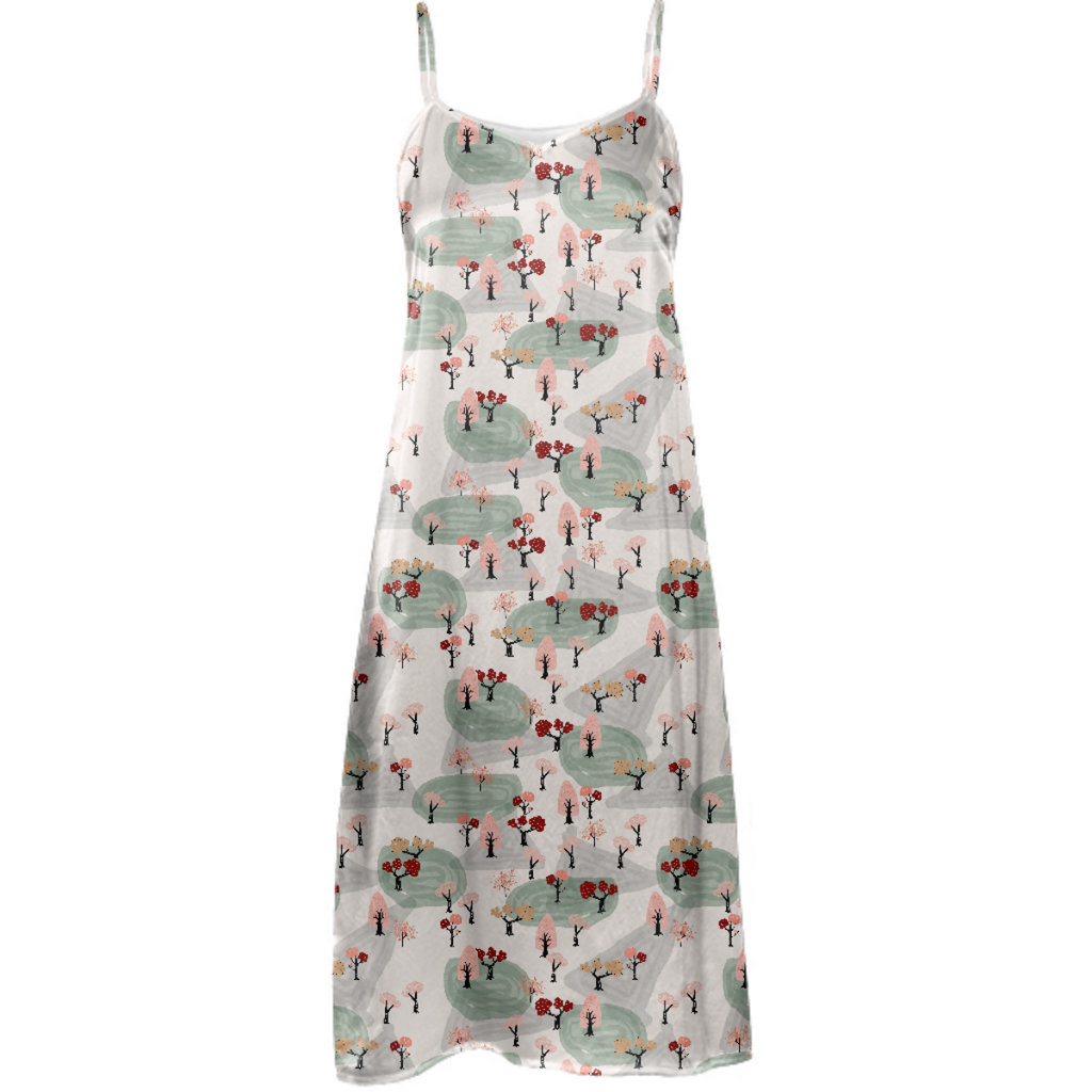Pink Spring Forest Slip Dress