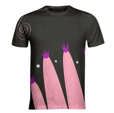 Creative t shirt with Cacktus hand drawn Black Pink