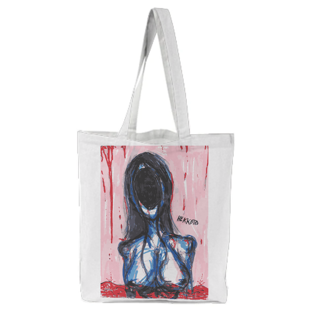 Faceless dark edgy surreal design tote bag