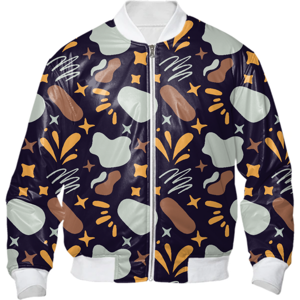 Pastel summer bomber jacket abstract flowers and stones