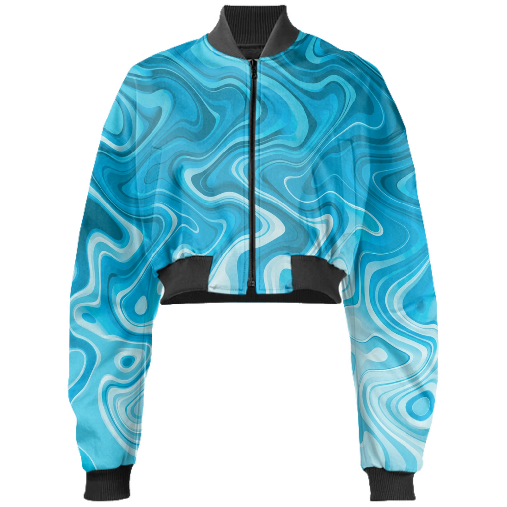 Indigo Crush Cropped Bomber Jacket