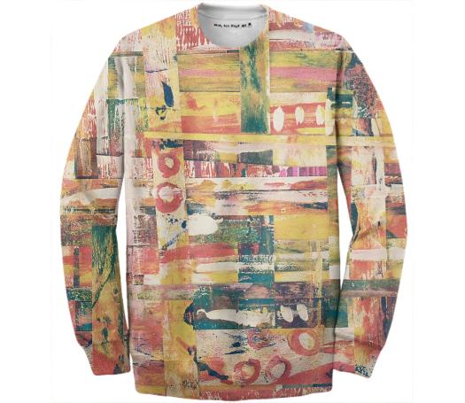 Woven Color Collage Cotton Sweatshirt