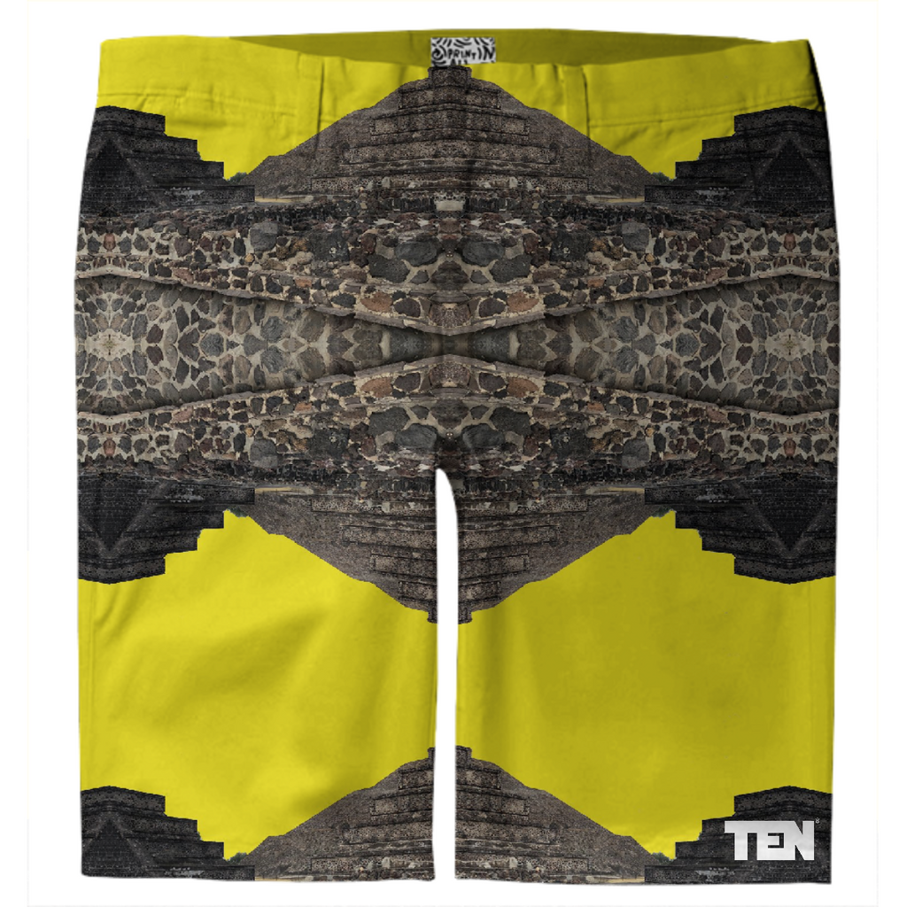 cdmx pyramid yellow shorts