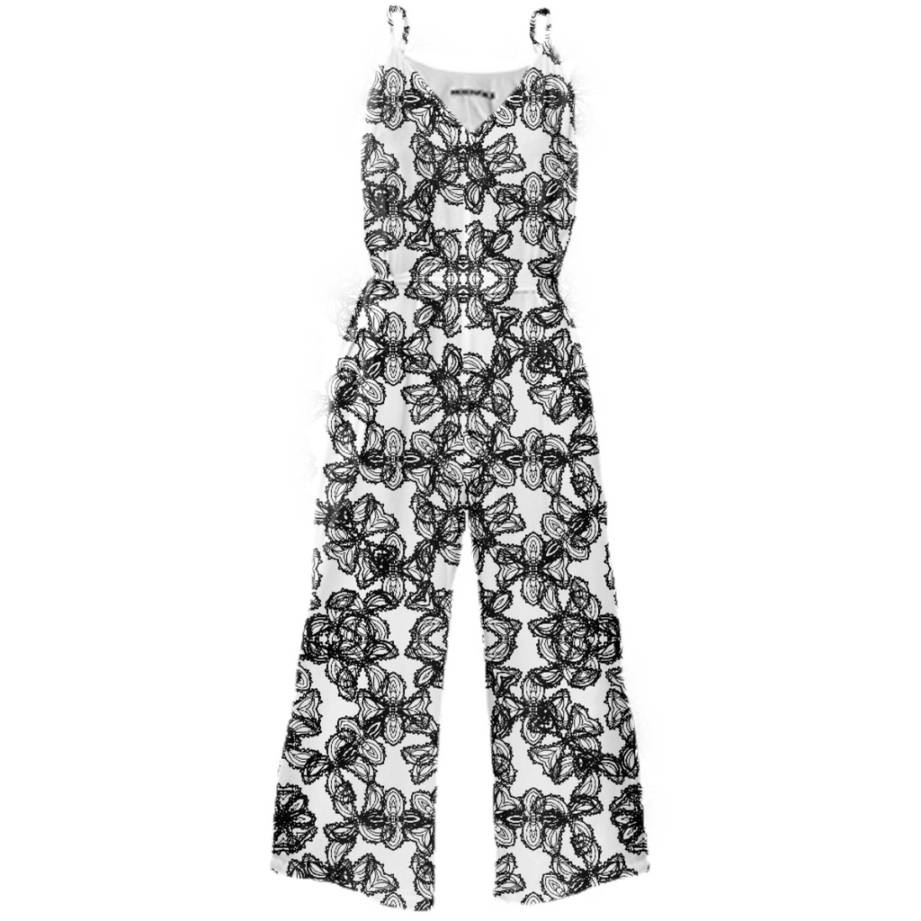 Stylized Botanical Motif Black and White Print