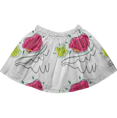 KIDS ART SKIRT BOTANICAL PINK WHITE