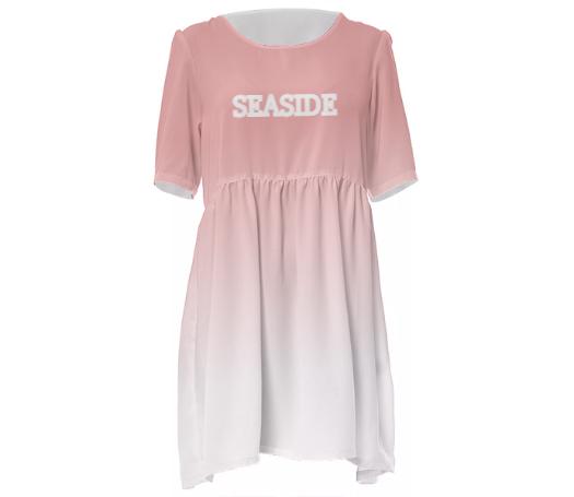 SEASIDE text dress with pink to white ombre