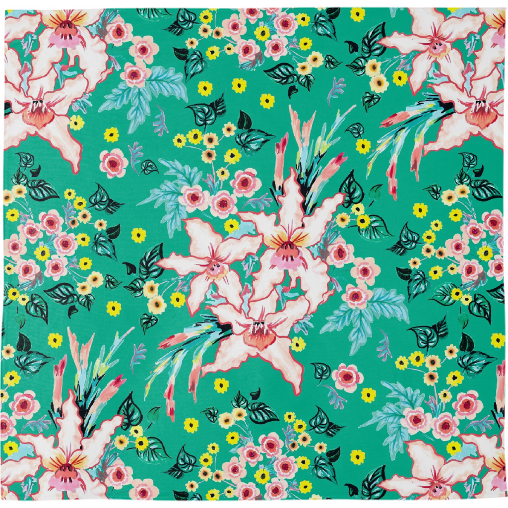Tropical Lily pink and Teal Floral pattern