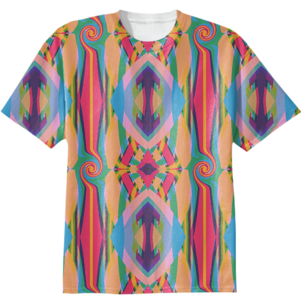 Abstract Colorful Swirls and Arrows Cotton Shirt