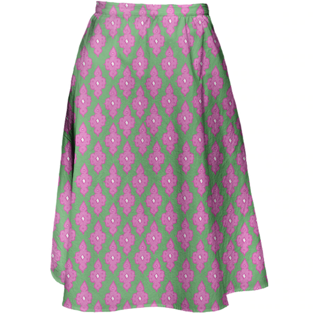 Pink and Green Provençal Midi Skirt by Isabela