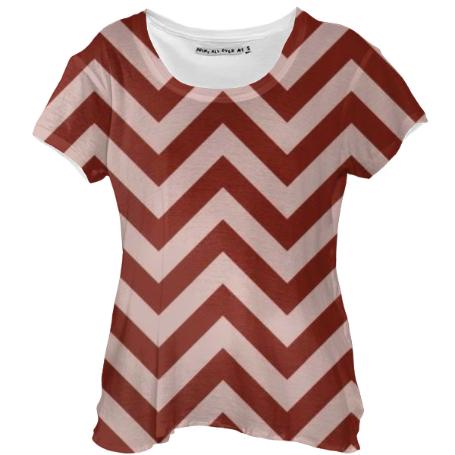 BRICK RED CHEVRON DRAPE SHIRT