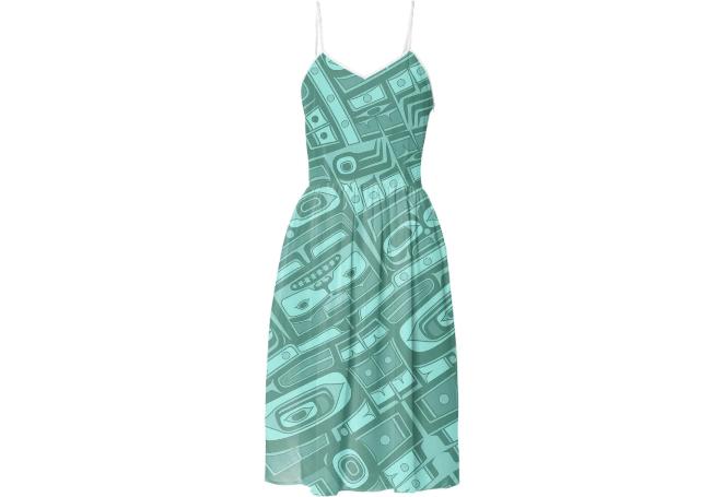 Teal Chilkat Summer dress