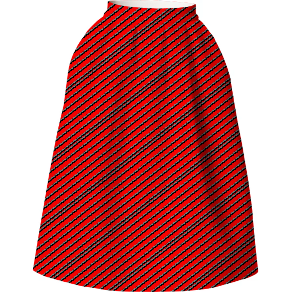 Red Geometric Neoprene Skirt