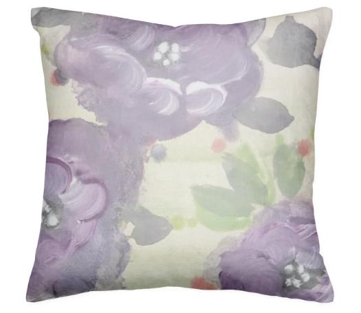 Purple Watercolor Floral PIllow