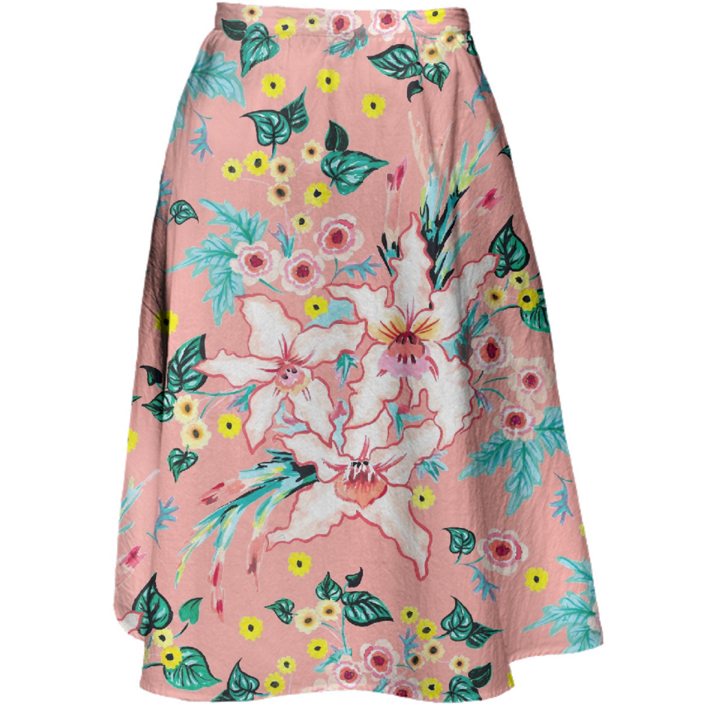 Tropical coral pink lily floral