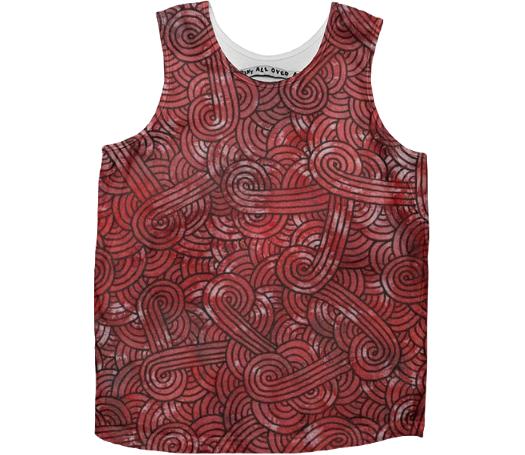 Red and black swirls doodles Kids Tank Top