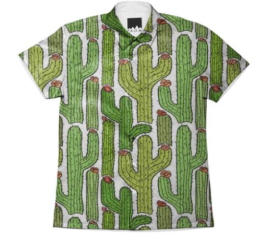 Summer Cactus Flower Work Shirt