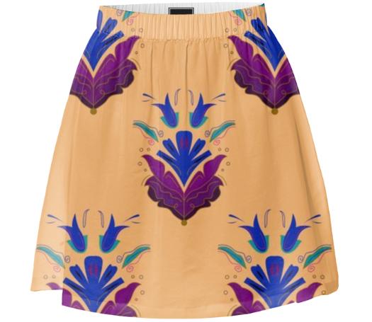 Luxury Vintage SKIRT Vanilla with Blue Purple flowers