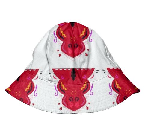 Designers elegant hat with Red Ornaments on white