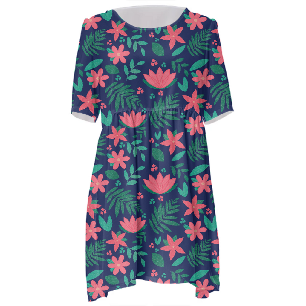 Lotus Pattern with Tropical Leaves