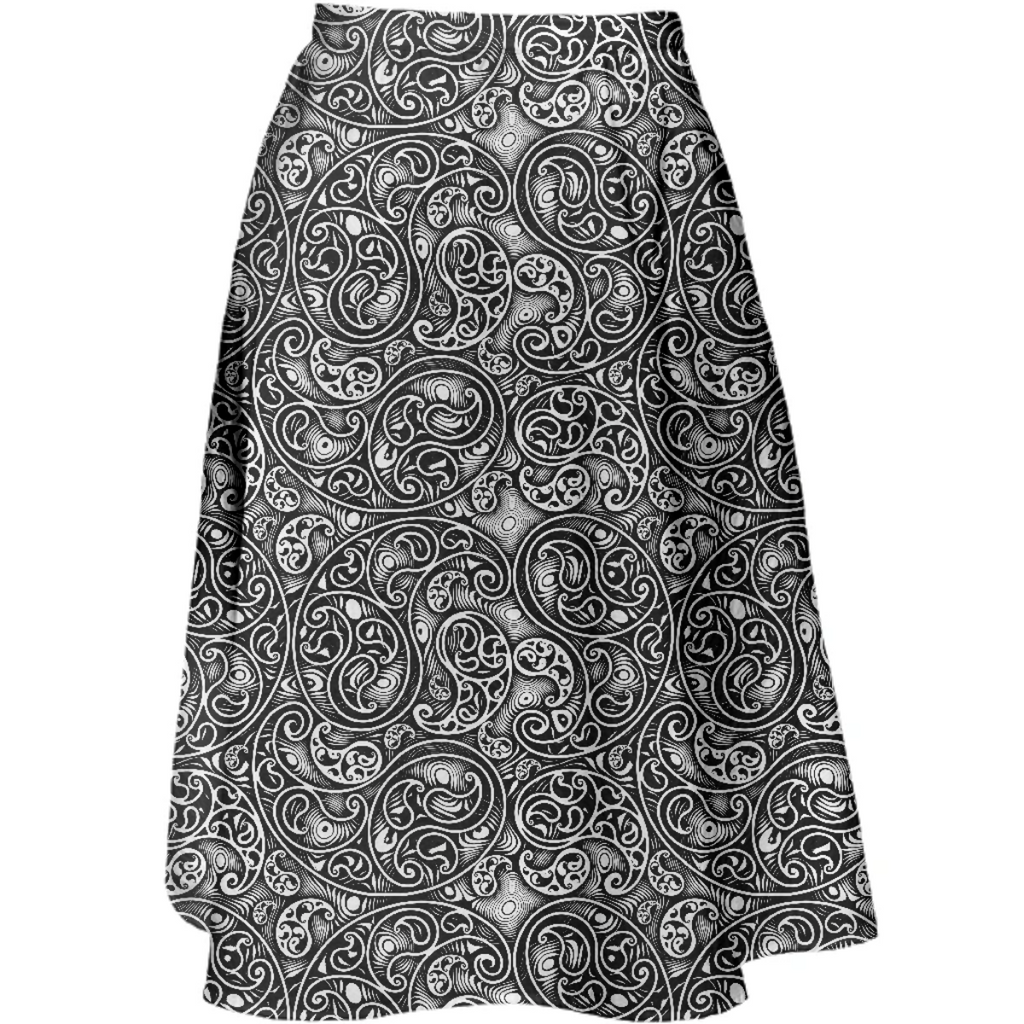 Black and White Paisley Swirls Spirals Pattern