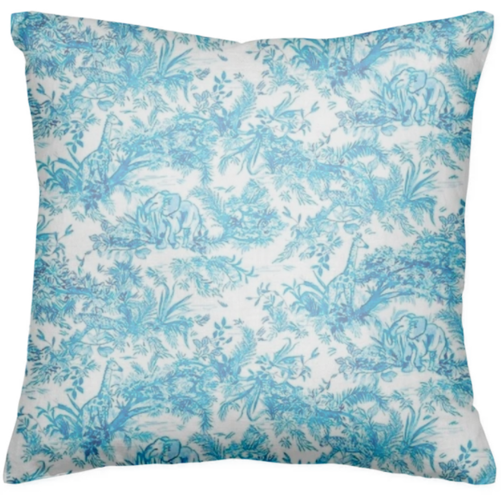 Blue Floral Art Pillow