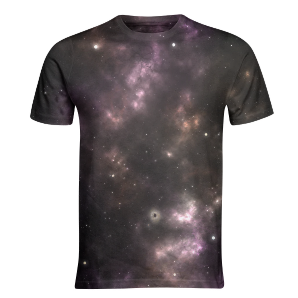 Colorful and magical, aesthetic nebula universe design orange pink shirt
