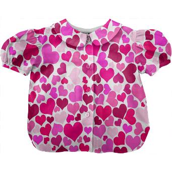 Pink Red Heart Explosion Kids Blouse