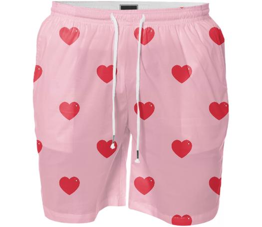 Heart Attack Swim Shorts Repeat Sml Pink