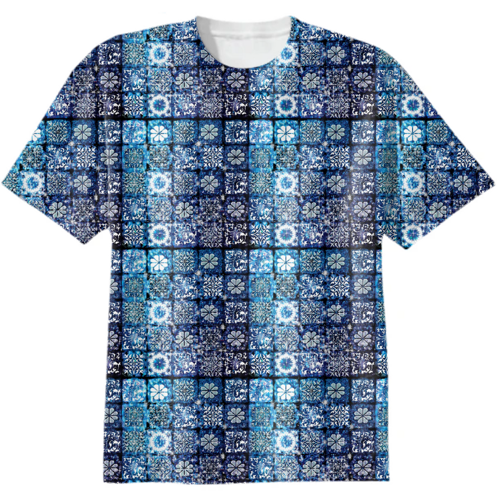 Blue Ice Crystals Cotton Shirt