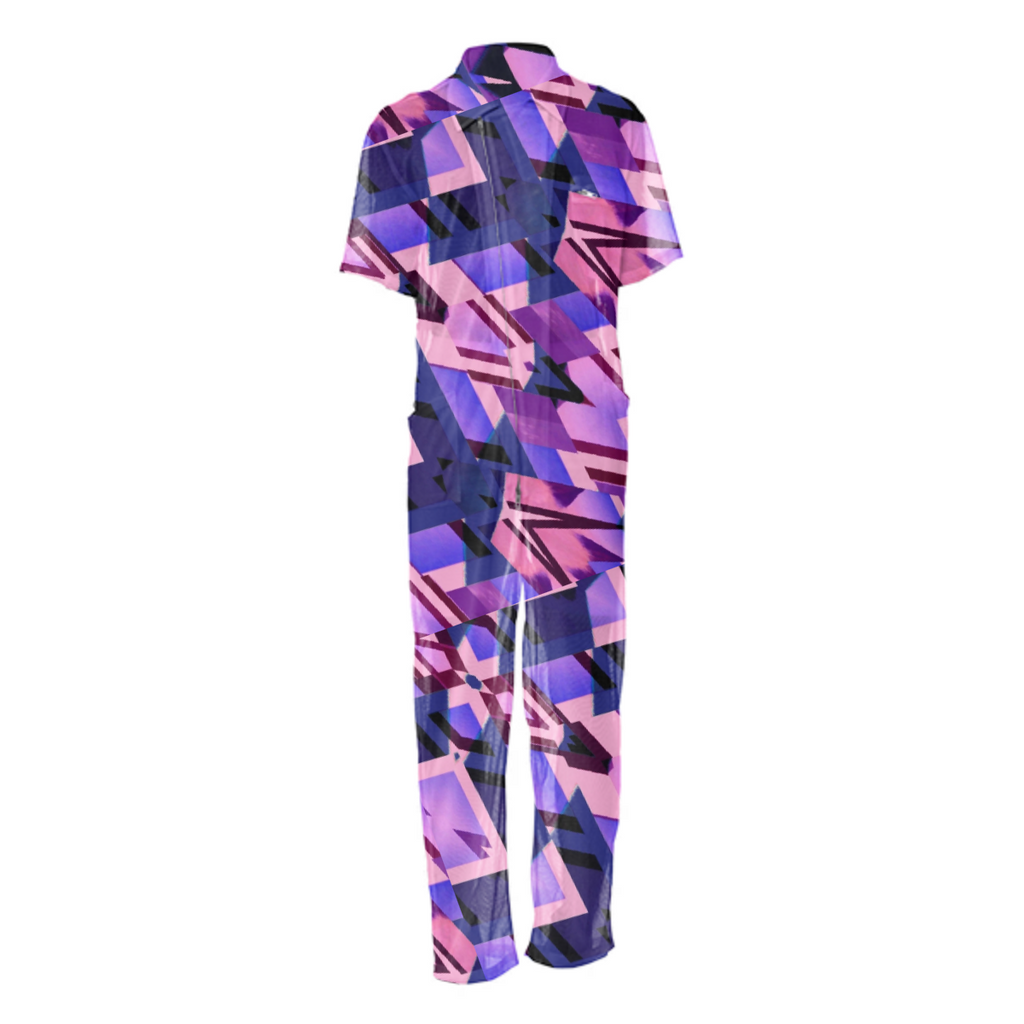 plasma geo purple mesh jumpsuit