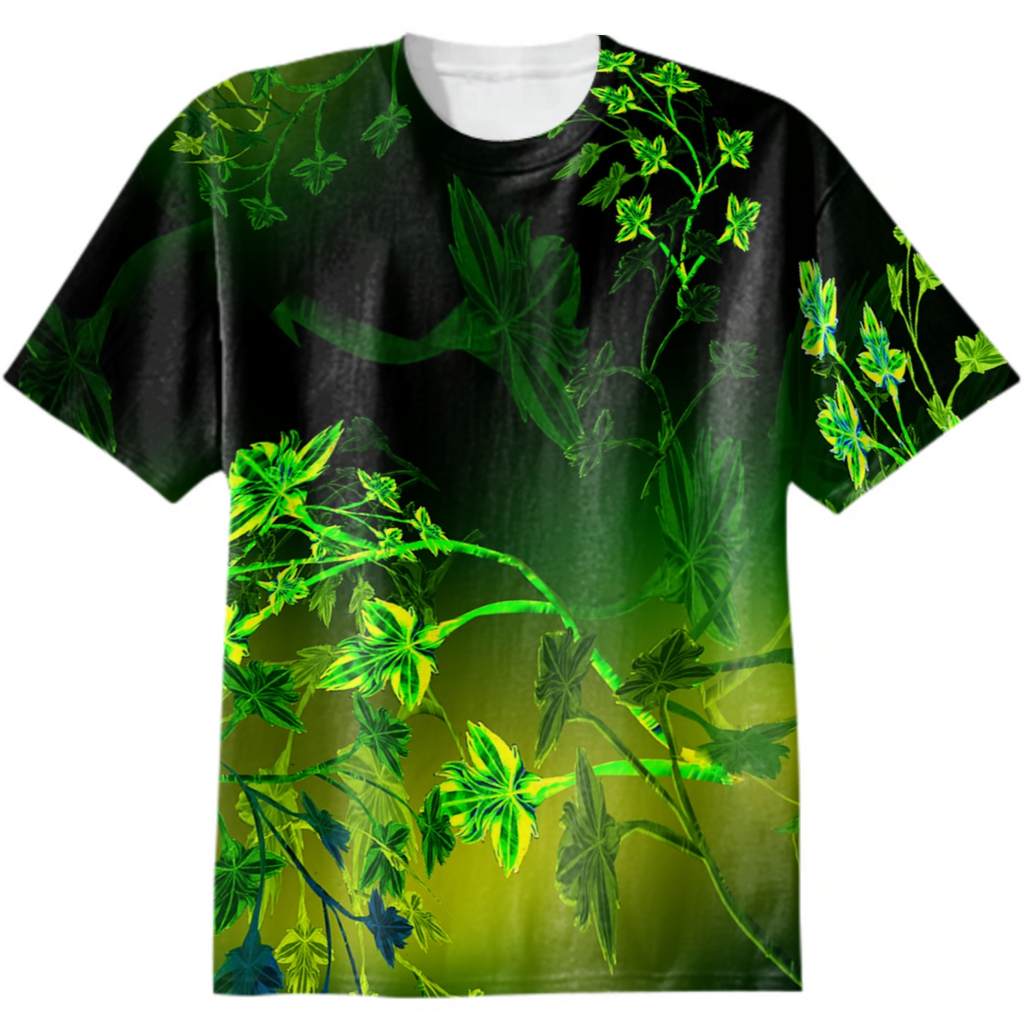 summer passed, maple branches, maple leaves, green fog, monochrome, diagonal stripe