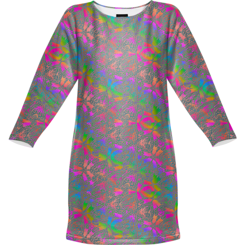 Rainbow Kaleidoscope Sweatshirt Dress