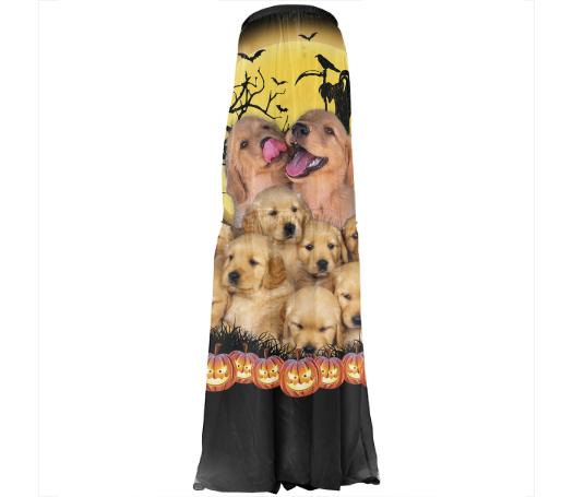 Halloween Themed Dog Lover vp Strapless Silk Dress