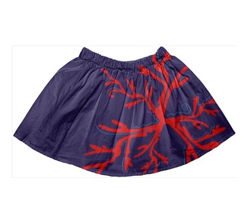 Kids artistic Skirt BLUE WITH RED CORAL