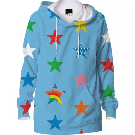 Light Blue Stars Hooded Sweatshirt
