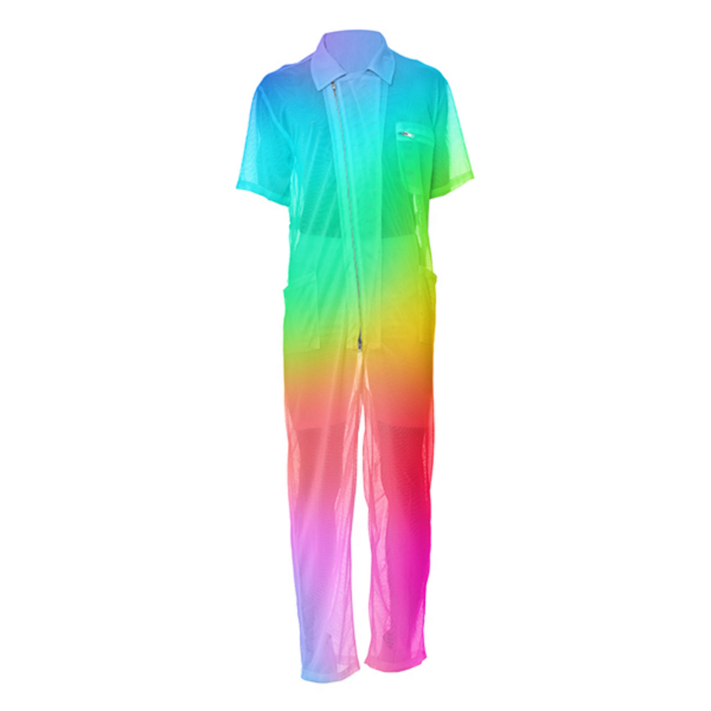 rainbow gradient tie dye mesh jumpsuit gay pride lgbtq